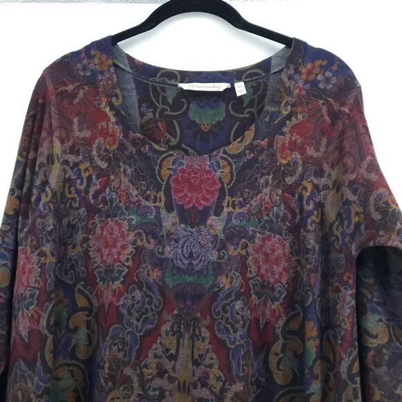 Soft Surrounding Boho Luxury Dark Regal Tapestry Tunic Scoop Neck Crop Sleeve XS - Picture 2 of 9